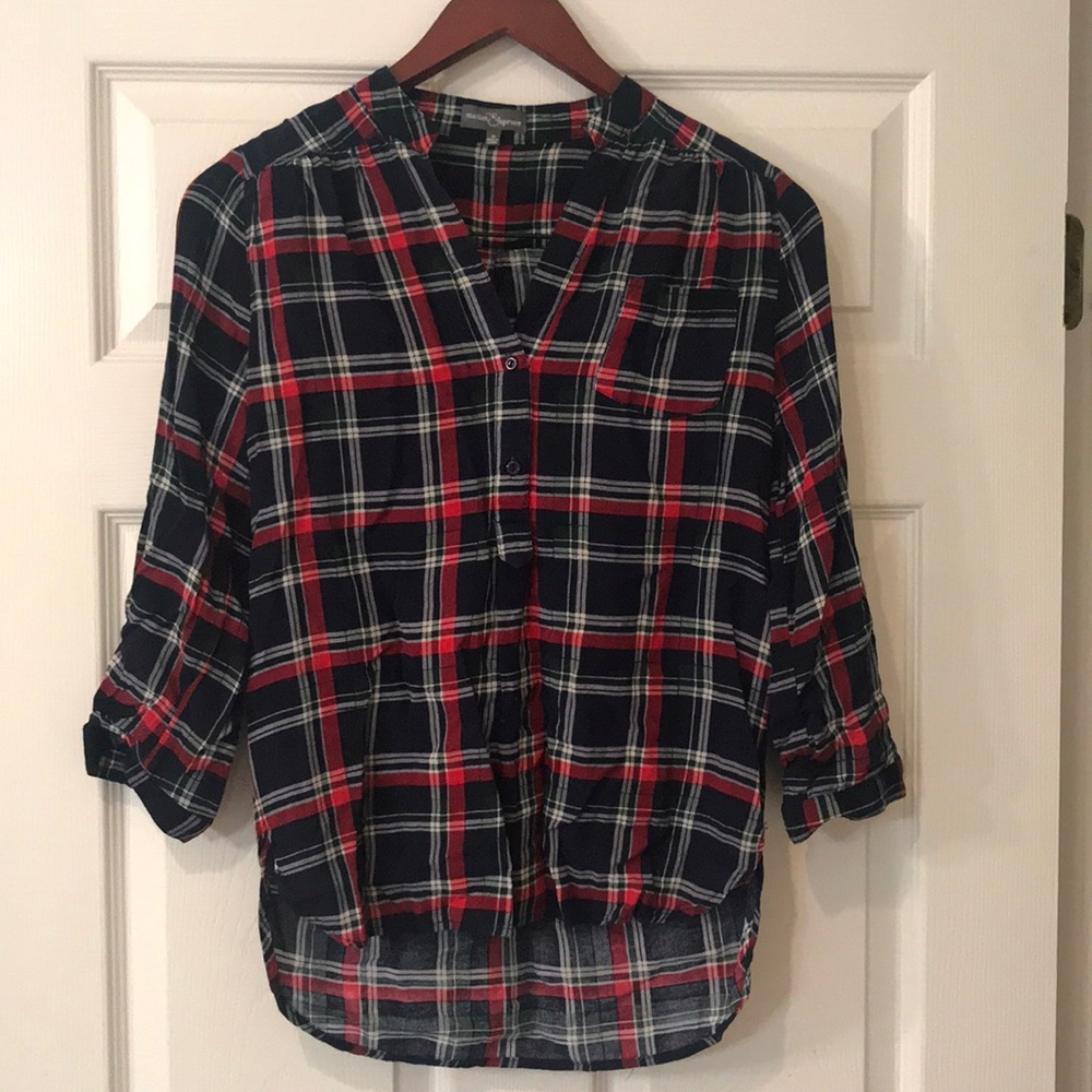 Dressy or casual plaid blouse